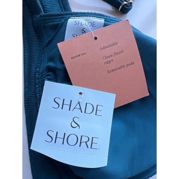 Shade & Shore Womens Triangle Bikini Top Size L (12-14) Blue Textured Swimwear - Picture 4 of 7